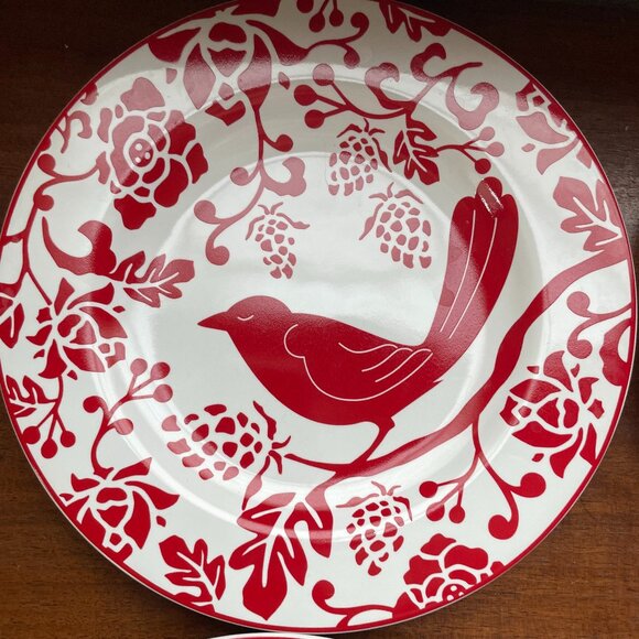 4 Pier 1 8 inch Red Bird Salad Plates. - Picture 3 of 6